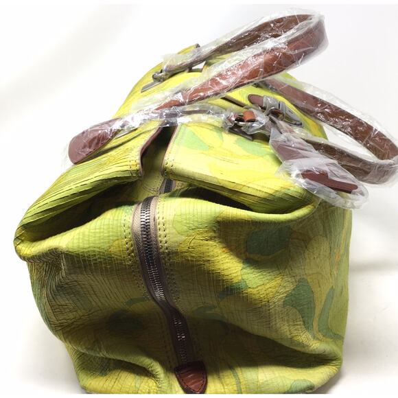 Consuela Chartreuse St. Tropez Yellow & Green Vintage Large Signature Handbag - Picture 3 of 7